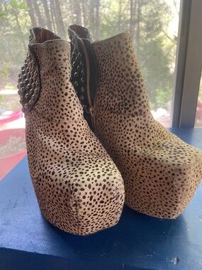 Jeffrey Campbell Leopard print Calfskin Studded Boot